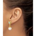 thumbnail image 3 of 14K Yellow Gold 6-7mm Fwc Pearl Light Swiss Blue Topaz Dangle Post Earrings (16.85 X 6.15) Made In Thailand xf643bt, 3 of 5