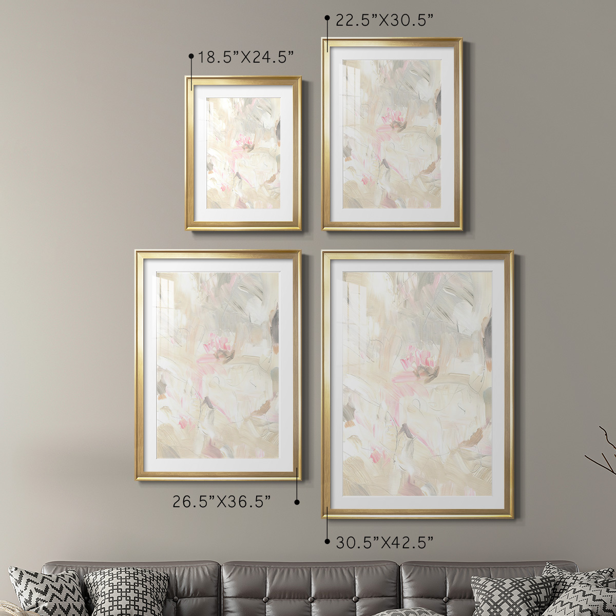 Wexford Home Soft Abstraction I Premium Framed Print, 22.5" x 30.5" - Ready to Hang, Gold (Set of 2)