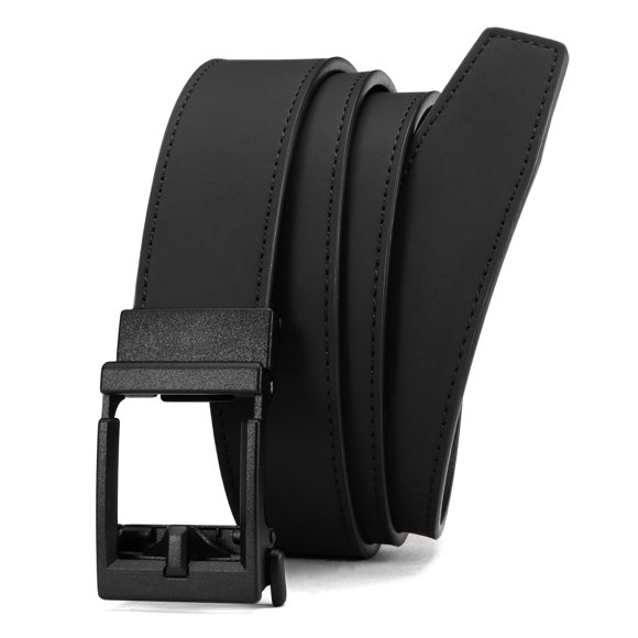 Cinturón de piel Chaoren con trinquete para hombre, color negro, 3,5 cm de ancho