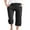 Black, variant on Womens Capris Trousers Cotton Linen Pants Drawsting Elastic Waist Straight Leg Loose Cropped Pants with Pockets