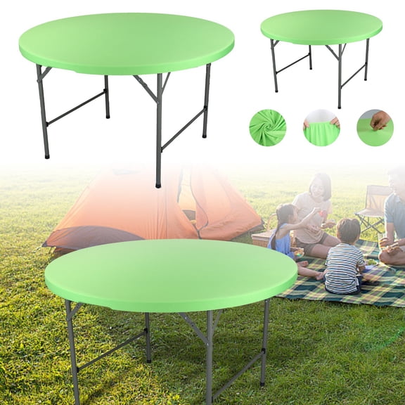 Round Fitted Tablecloth 60 Inch Stretch Polyester Table Cover Washable Elastic Table Topper for Indoor Outdoor Dining Picnic Patio Party Decor