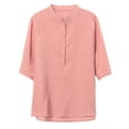 thumbnail image 2 of Ashirexll Short Sleeve Shirts for Women, Womens Summer Tops, Linen Embroidered 3/4 Sleeve Vintage Round Neck T-Shirt, 2 of 6