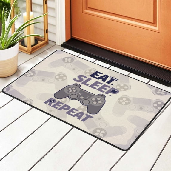 Retro Cartoon Eat Sleep Game Controller Rugs Doormat, Non-Slip Machine Washable Carpets Floor Door Mat , 36" x 24"