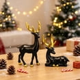 thumbnail image 2 of Cadancy Christmas Reindeer Figurines Set of 2 Tabletop Statues for Festive Display, Elegant Deer Ornaments Home Mantle Shelf Indoor Holiday Decor Winter Seasonal Decoration Gift, 2 of 2