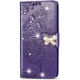 thumbnail image 2 of Wallet Case for Samsung Galaxy A33 5G (NOT 4G), 3D Butterfly Flower PU Leather With Credit Card Slots Holder Magnetic Closure Folio Phone Cover for Samsung Galaxy A33 5G Rhinestone Deep Purple, 2 of 11