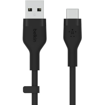 Belkin - BoostCharge Flex Silicone USB-C to Lightning Cable 6.6FT, MFi-Certified Charging Cable with Cable Clip - Black