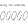 thumbnail image 6 of 5/10 PCS 16G Seamless Septum Nose Piercing Rings Zirconia Segment Tragus Hoop Rings 316 Stainless Steel Helix Ring Stack Clickers Ear Plugs Hangers Women Body Jewelry, 6 of 6