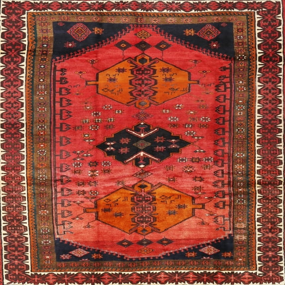 Ahgly Company Indoor Square Traditional Red Persian Area Rugs, 3' Square