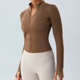 thumbnail image 4 of Camisas de Yoga, Top deportivo de manga larga con cremallera, blusa elástica ajustada sólida para correr para mujer, camiseta atlética para gimnasio, ropa deportiva, 4 of 5