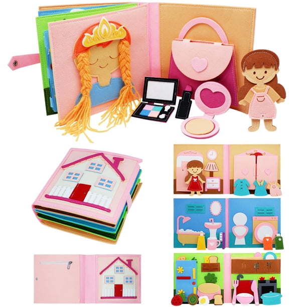 Libro Montessori de fieltro ocupado para niños pequeños, libro tranquilo para preescolar, aprendizaje temprano, juguetes educativos de viaje para niños de 3, 4, 5 y 6 años, libro de tela sensorial par