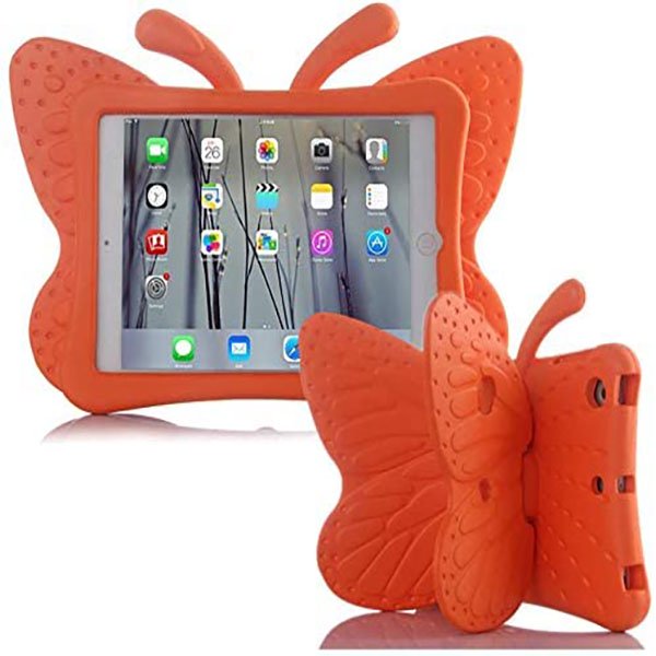 Estuche para iPad para niños, 3D Cartoon Butterfly No tóxico EVA Estuche liviano a prueba de golpes para niños con soporte para ipad 5 / ipad 6 / ipad pro 9.7 / Nuevo iPad 2017 estuche Naranja brillar Electrónica