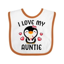 Inktastic I Love My Auntie with Cute Penguin and Hearts Girls Baby Bib