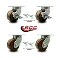 thumbnail image 2 of 6 Inch Heavy Duty High Temp Phenolic Caster Set 4 Swivel Locks 2 Brakes SCC, 2 of 2