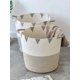 thumbnail image 2 of Cotton Laundry Hamper, Storage Hamper, Dirty Clothes Hamper , Foldable Soft Fabric Laundry Hamper With Handles 30 X 36cm (beige And White), 2 of 5