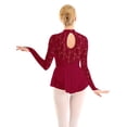 thumbnail image 3 of inhzoy Women's Floral Lace Lyrical Dance Dress Mock Neck Ballet Dance Leotard Dresses Wine_Red X-Large, 3 of 10