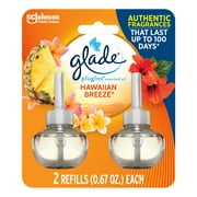Glade PlugIns Refill 2 CT, Hawaiian Breeze, 1.34 FL. OZ. Total, Scented Oil Air Freshener Infused with Essential Oils
