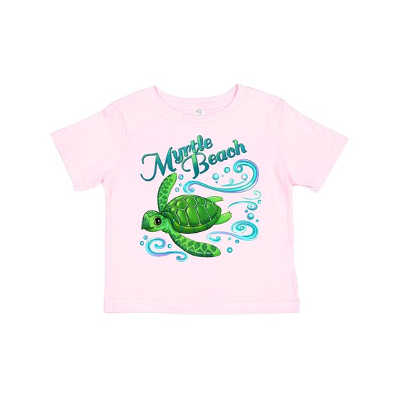 Inktastic Myrtle Beach Cute Sea Turtle with Waves and Bubbles Boys or Girls Toddler T-Shirt