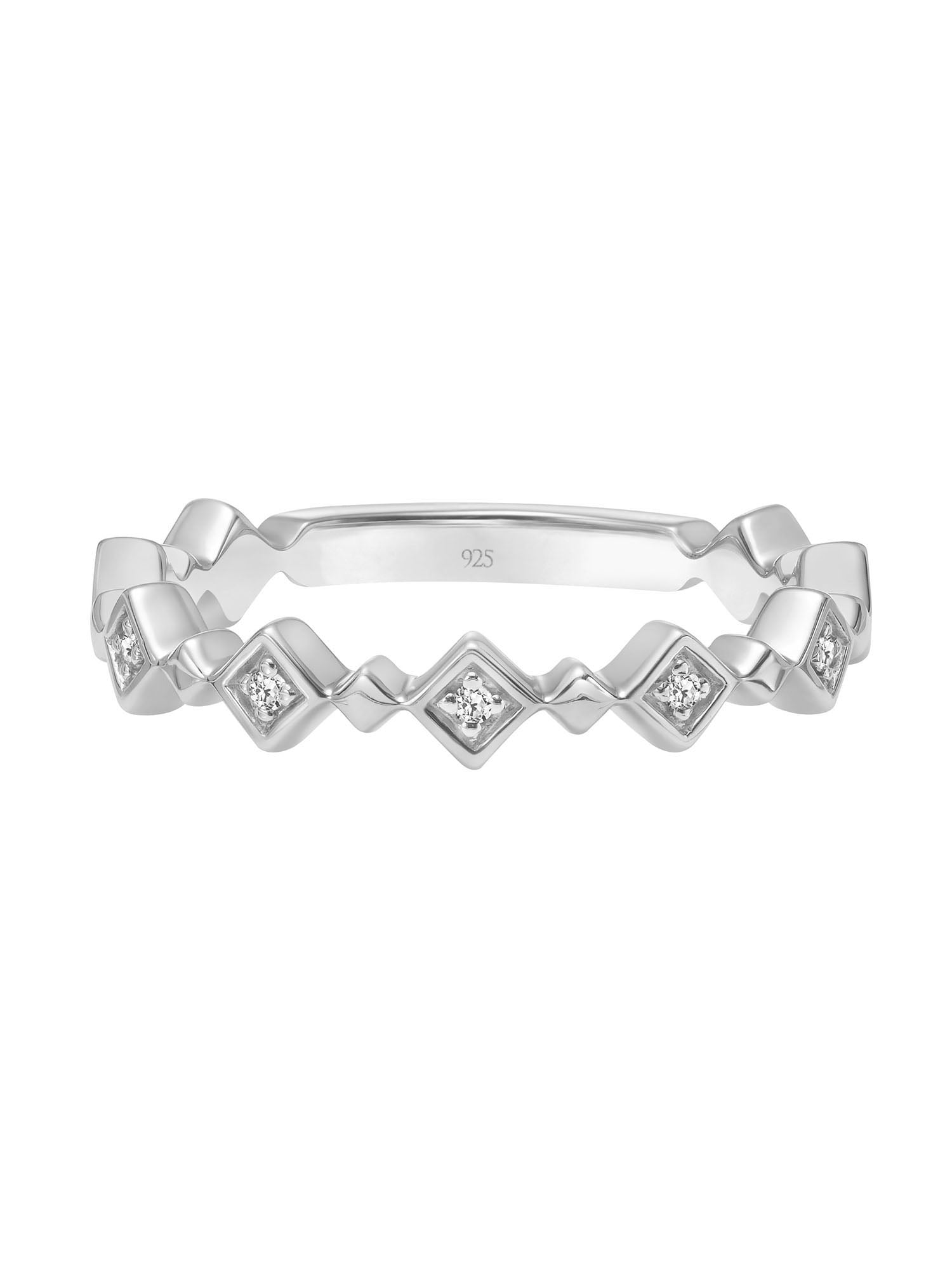 Keepsake Diamond-Accent ZigZag Stacking Ring in Sterling Silver
