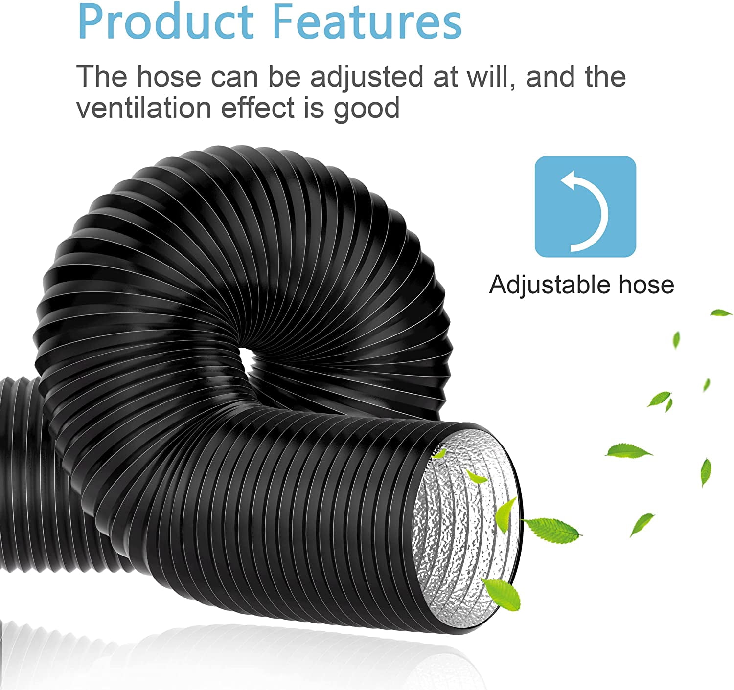 6 Inch Air Duct - 16 FT Long, Black Flexible Ducting HVAC Ventilation Air Hose for Grow Tents and Ventilation System