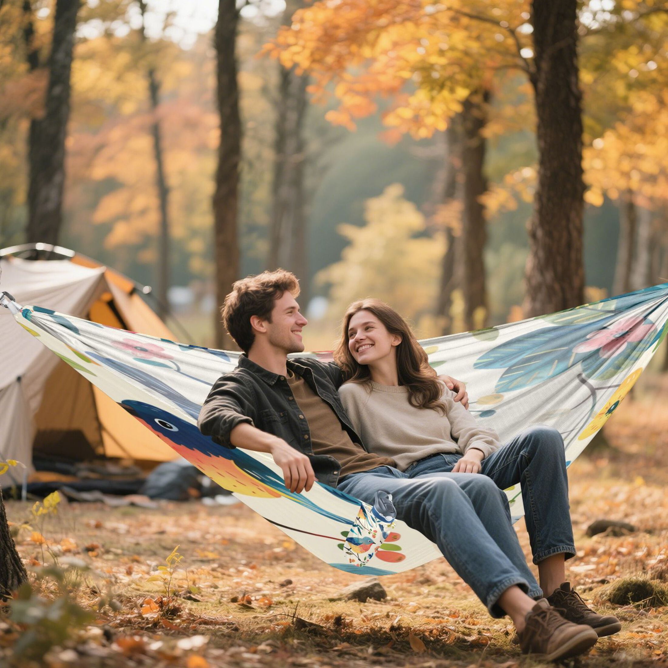 Hammock Camping Hammock Nylon Portable Hammock Travel Camping Hammock Flowers and Birds