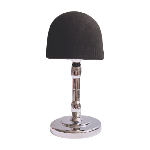 Soporte para peluca, soporte para cabeza de modelo, soporte decorativo para exhibición de sombreros de mesa con cúpula, soporte de exhibición para cen negro y plateado