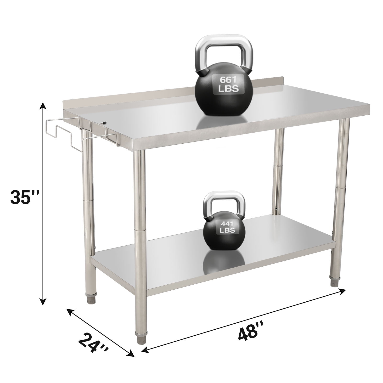 OUTGOODS Stainless Steel Work Table 48"x24" w/ Adjustable Shelf, NSF Commercial Grade