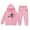 1-Pink852, variant on WOYY Girls Letter Print Hoodie and Sweatpants Outfits Casual Active Sweatsuits for Kids, Sizes 2-13