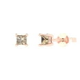 thumbnail image 2 of 0.5 Ct Princess Cut Studs Yellow Moissanite 18K Rose Solid Solid Gold Everyday Dainty Earrings Push Back, 2 of 7