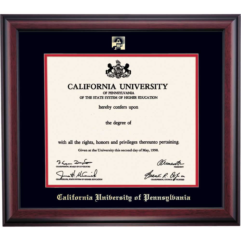 OCM Diploma Frame for California University of Pennsylvania, 19" x 21" Frame, Embossed Black