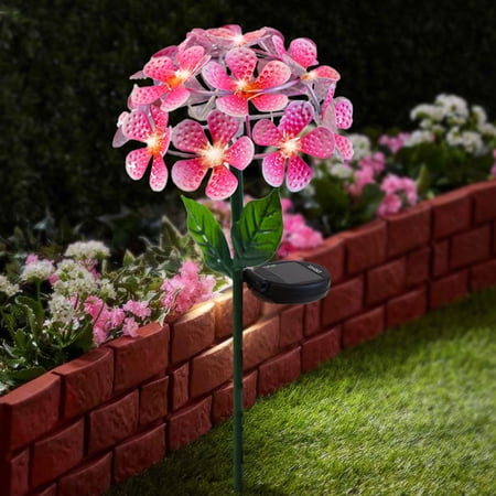 solar metal flower stake light