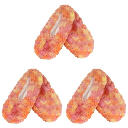 

Adult Super Soft Warm Cozy Fuzzy Soft Touch Slippers Non-Slip Lined Socks - Sunset Swirl - 3 Pairs