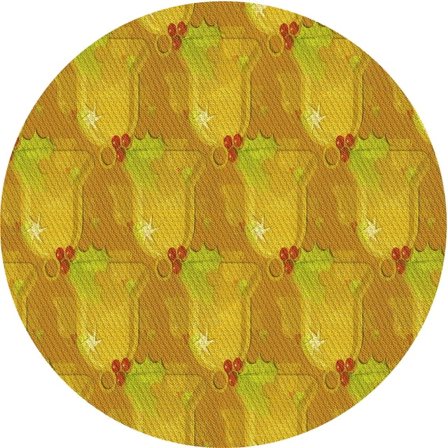 Ahgly Company Tapis d'Intérieur Lavables en Machine, Ronds, Transitionnels, Jaune Foncé, 8' Ronds