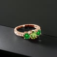 thumbnail image 3 of Gem Stone King 2.70 Ct Oval Green Peridot Green Created Emerald 18K Rose Gold Plated Silver Moissanite Ring (Size 5), 3 of 4