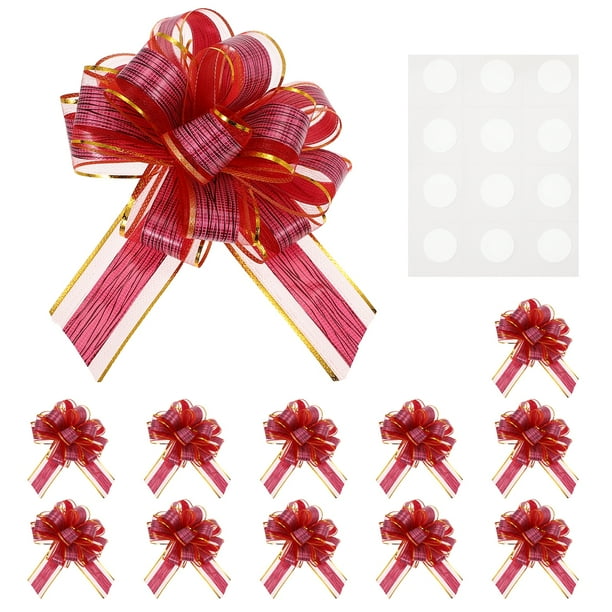 Uxcell 12 paquetes de lazo para envolver regalos, 8.7" x 6.7" lazos de cinta de grano de madera color rojo oscuro