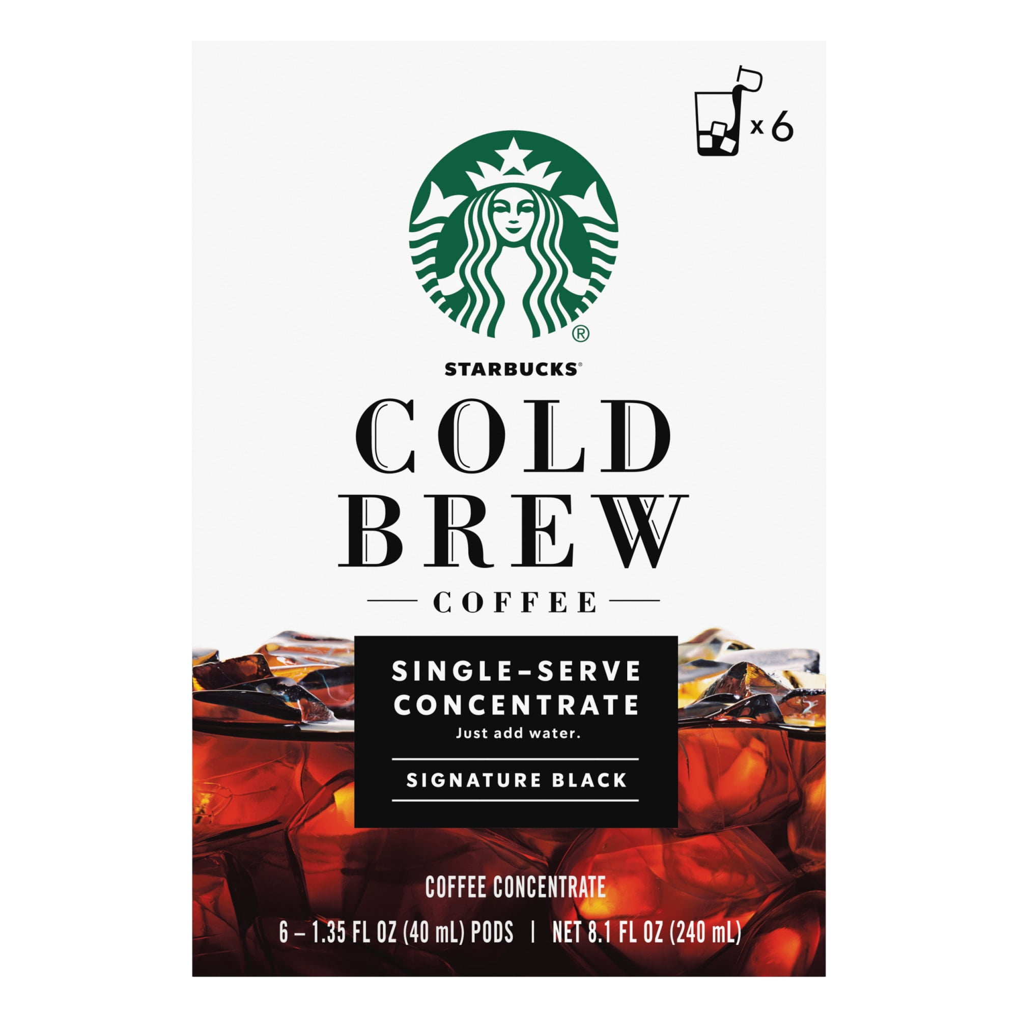 (4 pack) Starbucks Signature Black Cold Brew Coffee, Single-Serve Concentrate Pods, 6 Count