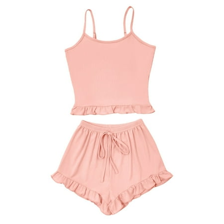 

Pajamas Set Women Sleeveless Sleepwear PJ Set Soft Set With Short Pants Nightwear Nightshirt Sleepshirt Nightgown