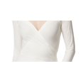 thumbnail image 3 of JESSICA SIMPSON Womens Ivory Ruched Pullover Long Sleeve Surplice Neckline Faux Wrap Top XS, 3 of 3