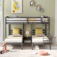 thumbnail image 2 of Euroco Full over Twin & Twin Bunk Bed, Wood Triple Bunk Bed for Kids' Room, Gray, 2 of 11