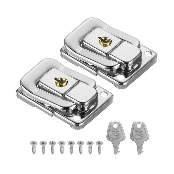 Uxcell 1.6"x1.10" Iron Suitcase Lock Hasp Toggle Catch Latch with Key/Screw, Silver 2Pcs