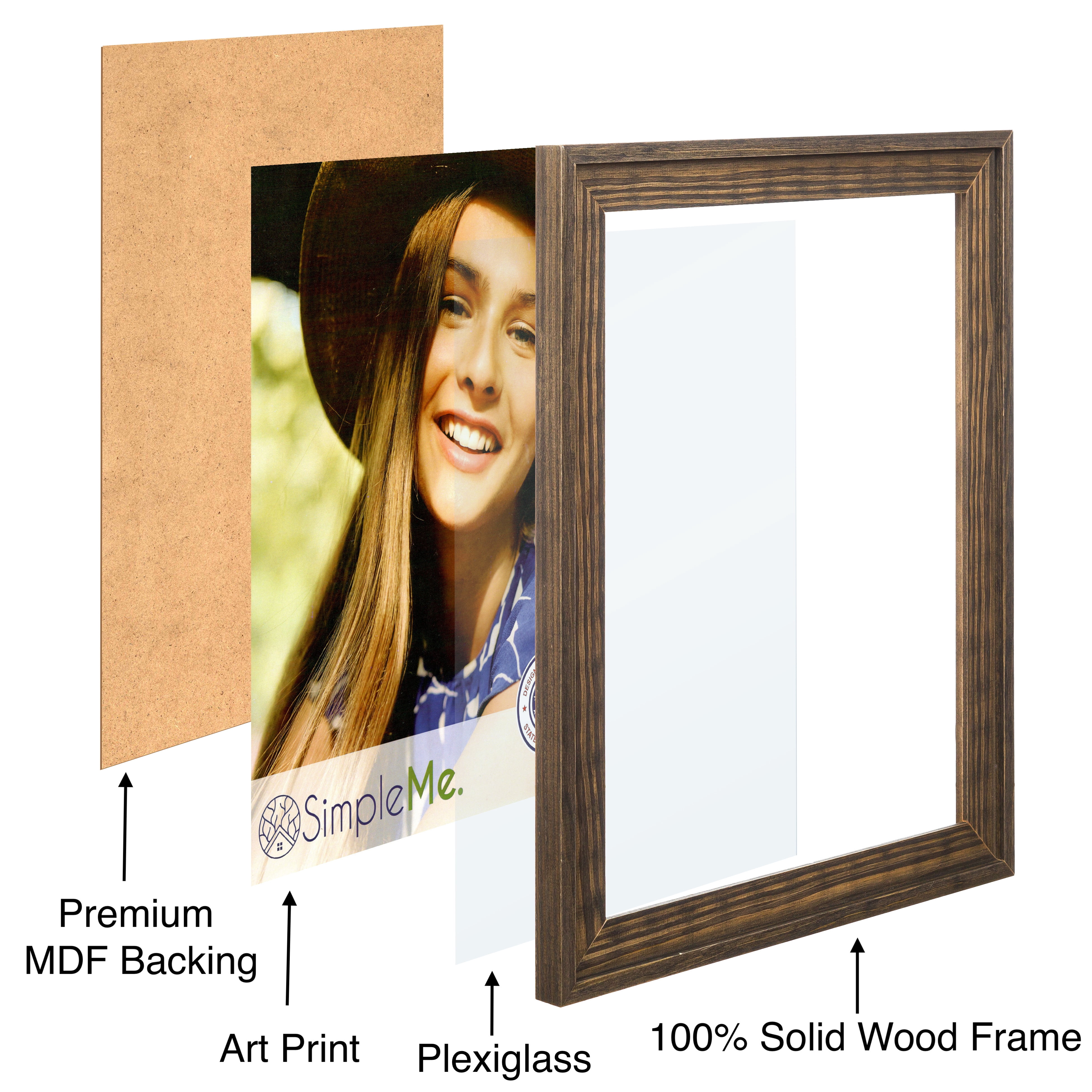 18x24 Solid Wood Poster Picture Frame - Rustic Natural Wooden Wall Photo Frames Wide Moulding, Grey