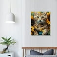 thumbnail image 2 of FCXZI Large Cat Canvas Wall Art - Cat Art Sunflowers, Cat Painting Wall Decorations, Cute Cat Pictures Canvas Printing Canvas Hanging Paintings 16x20in, 2 of 5