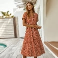 thumbnail image 3 of Summer Dresses for Women Maxi Dress Polka Dot Short Sleeve Dress Shirt Collar Skirt, 3 of 6