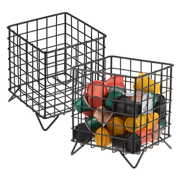 2pcs Coffee Pod Holder, Metal K Cup Holder, Coffee Pod Storage Basket for Kitchen, Office, and Cafe, Black