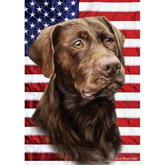 Chocolate Labrador - Best of Breed All-American Patriotic III Garden Flag