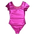 thumbnail image 6 of Zaldita Womens Short Sleeve Leotard Wet Look Patent Leather Bodysuit for Ballet Gymnastics Dance Rose L, 6 of 7