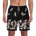 thumbnail image 2 of Goofa Japanese White Crane Printed Men's Swim Trunks Board Shorts Quick Dry Mens Swimming Trunks with Compression Liner,Breathable Fit Hawaii Beach Shorts-3X-Large, 2 of 9