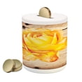 thumbnail image 1 of Rustic Piggy Bank, Rose Flower with Petals Beauty Romantic Work of Art Composition Foliage Image, Ceramic Coin Bank Money Box for Cash Saving, 3.6" X 3.2", Orange Yellow, by Ambesonne, 1 of 4