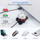 thumbnail image 4 of Luces para bicicleta, potentes luces LED recargables, delanteras y traseras, impermeables, con 5 modos de brillo para ciclismo, montaña, carretera y híbrido. Incluye 2 cables USB., 4 of 5