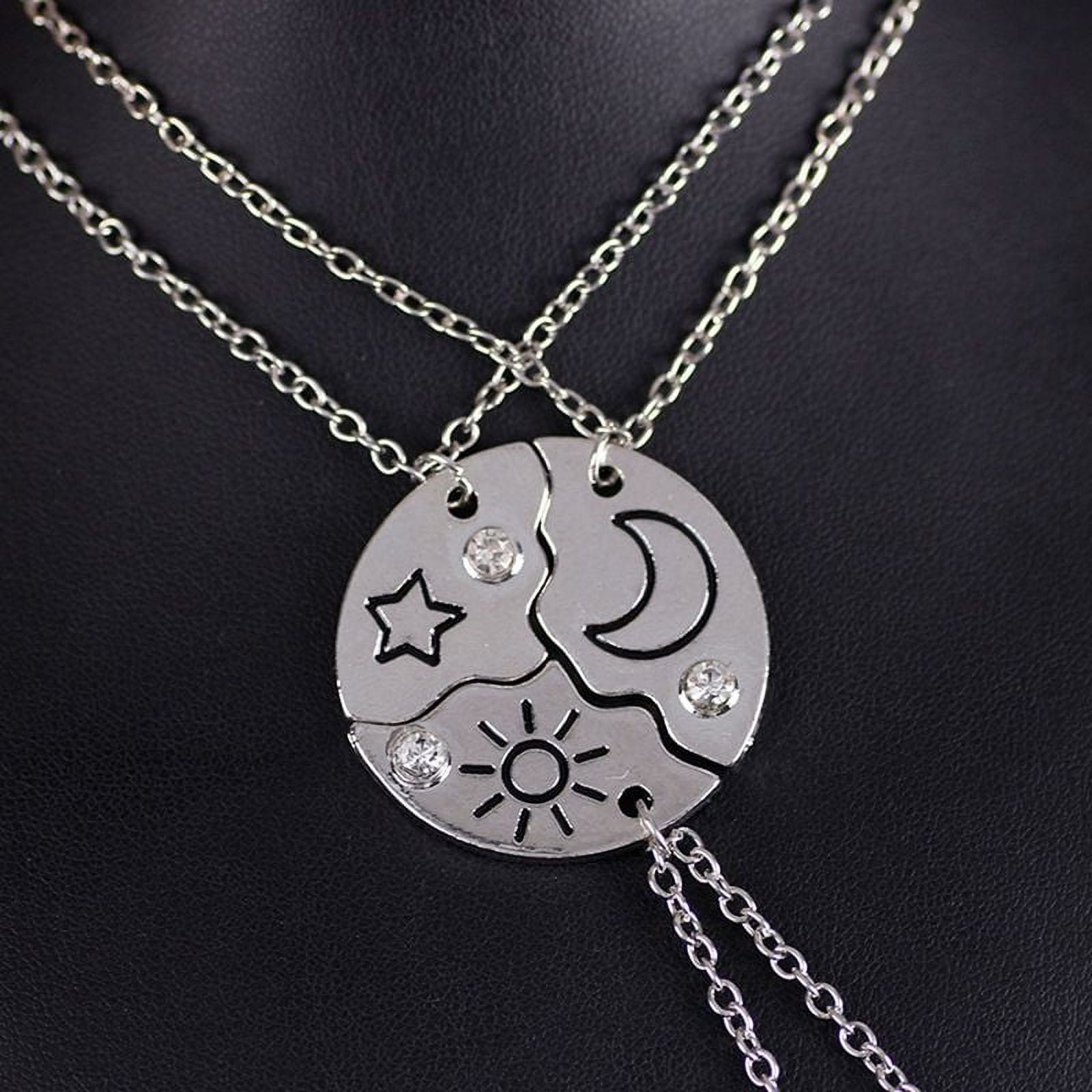 3pcs Whimsigoth Sun & Moon & Star Choker Necklace for Music Festival/Live House Party/Clubbing Vacation Beach,One Size/Black