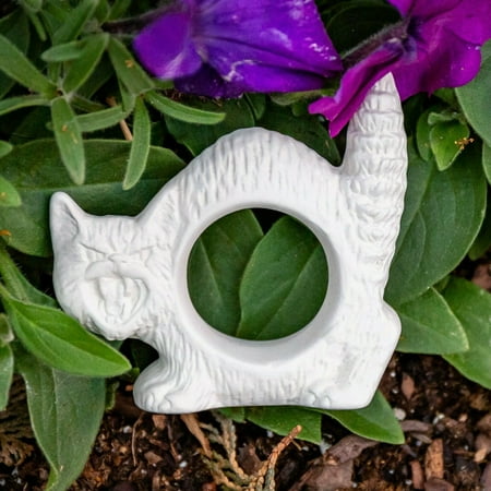

Halloween Cat Napkin Holder Ring 3 STOCK Ceramic Bisque Ready To Paint Pottery